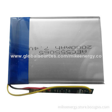 Li-polymer Battery with 2,000mAh Capacity and 7.4V Nominal Voltage